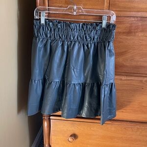 Anthropologie Dark Gray Faux Leather Mini Skirt